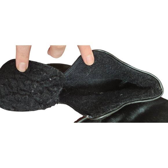 Diavolezza Women's Boots Shearling Black Ankle Boots Fur Zip Front Winter Shoes - Picture 11 of 16